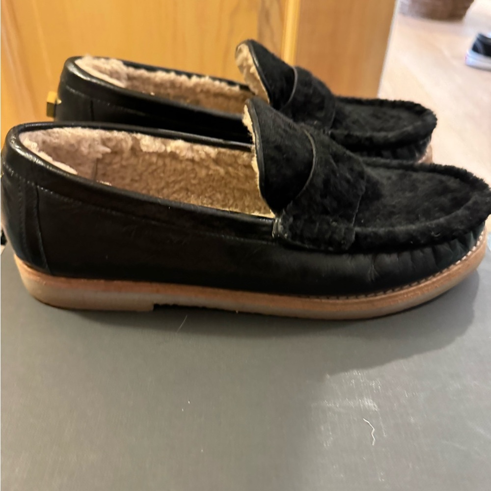 Black Shearling Lined Loafers